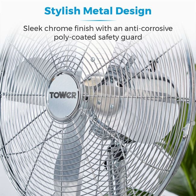 Tower 16" Metal Pedestal Fan Chrome